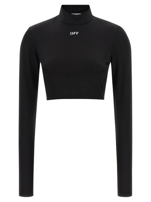 Shirt by Off-White for women in stretch fabric & acetate black & white features an polished silhouette, showcasing a sophisticated high-neck neckline and long-sleeve detail for a truly polished finish.