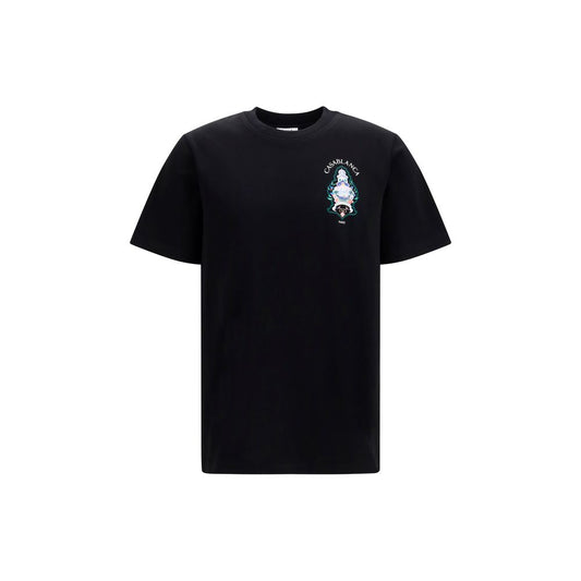 T-Shirt by Casablanca for men in cotton black & print features an on trend silhouette, perfectly showcasing a on trend short-sleeve and crew neckline for an elevated aesthetic.