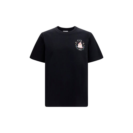 Activewear T-Shirt by Casablanca for men in cotton black & print features an athletic silhouette with short-sleeve sleeves and a crew neckline neckline, enhanced by high-performance .