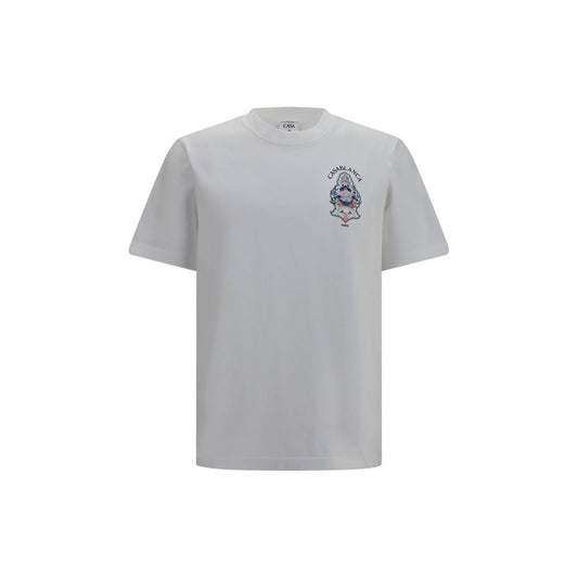 T-Shirt by Casablanca for men in organic cotton white showcases a fashionable silhouette, elegantly detailed with a fashionable and crew neckline for a sophisticated, high-fashion look.