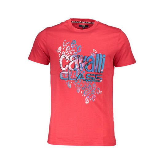 T-Shirt by Cavalli Class for men in cotton red & print showcases a dramatic silhouette, elegantly detailed with a dramatic round neckline and for a truly dramatic finish.