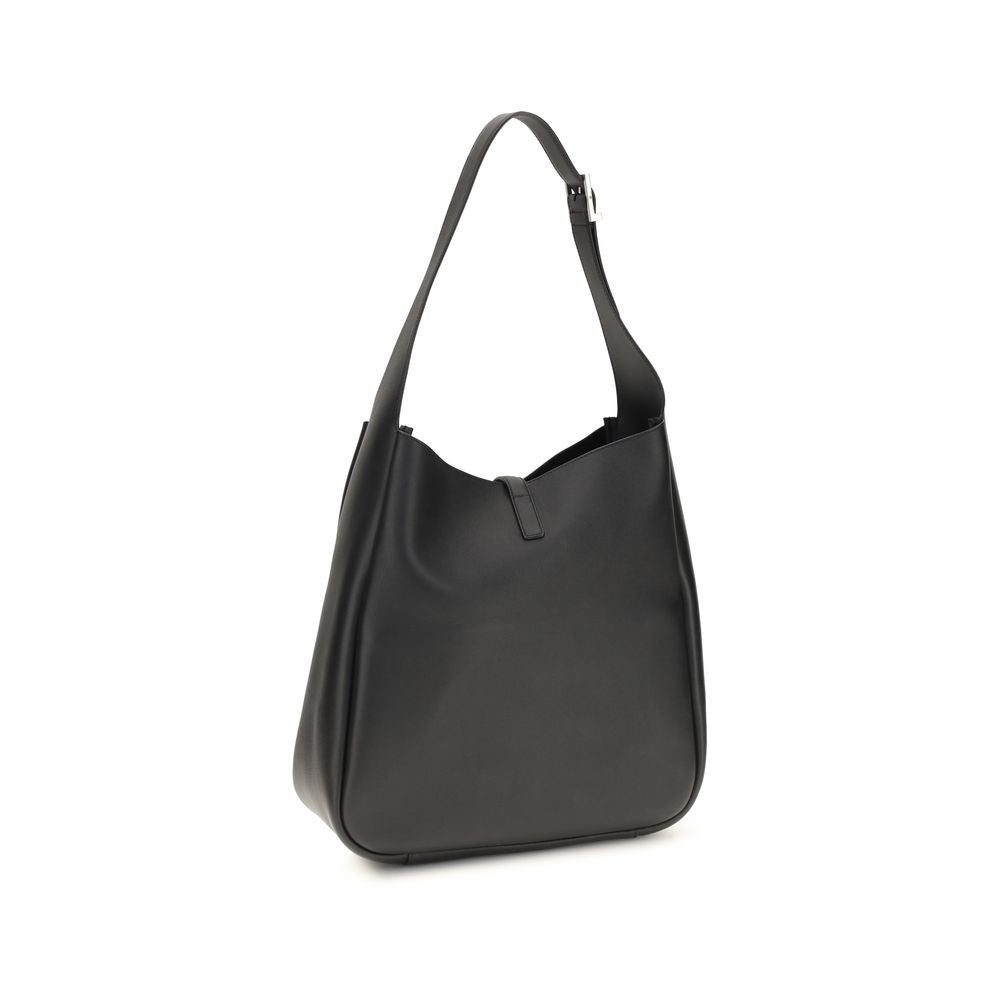 Large Shoulder Bag by Saint Laurent for women in bos taurus calf suede leather black presents a statuesque silhouette, showcasing a secure zipper and statuesque built-in-compartments with versatile shoulder-strap & adjustable-strap for a sophisticated look.