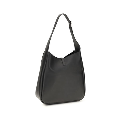 Large Shoulder Bag by Saint Laurent for women in bos taurus calf suede leather black presents a statuesque silhouette, showcasing a secure zipper and statuesque built-in-compartments with versatile shoulder-strap & adjustable-strap for a sophisticated look.