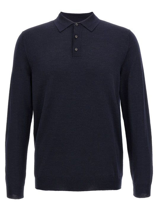 ZANONE Blue Virgin Wool Polo Shirt