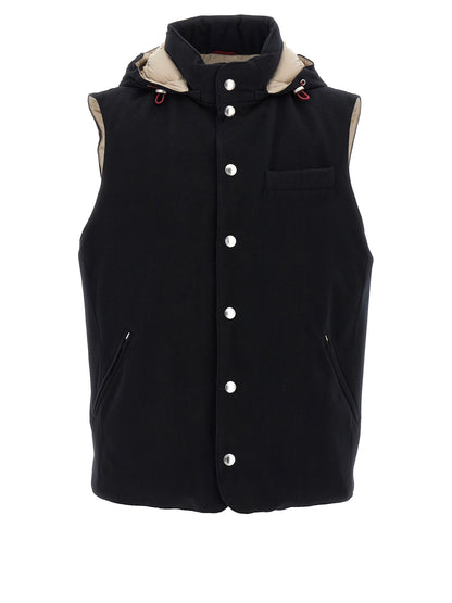 Brunello Cucinelli Black Wool Sleeveless Jacket