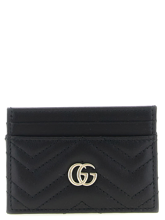 Cardholder Card Case by Gucci for women in bos taurus calfskin leather black & chevron features a refined silhouette, showcasing the elegant lines of the Gg Marmont Bos Taurus Calfskin Leather Cardholder Card Case alongside premium card-organization for a refined finish.