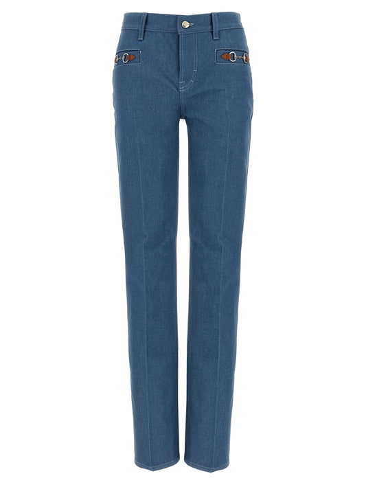 Gucci Blue Cotton Straight-Leg Jeans