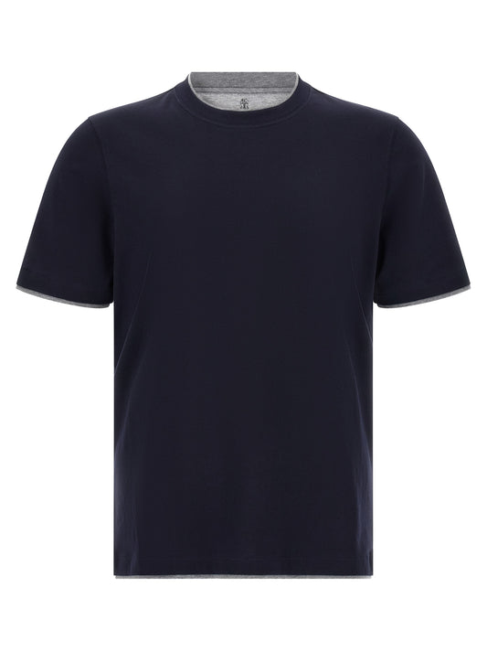 Brunello Cucinelli Blue Cotton T-Shirt