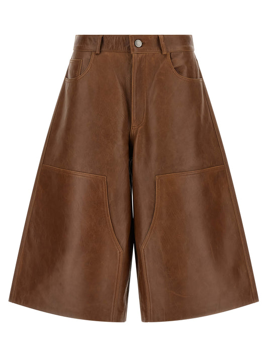 Bermuda Shorts by Haikure for women in lambskin leather brown & natural features a eye catching flared & wide and short with a eye catching .