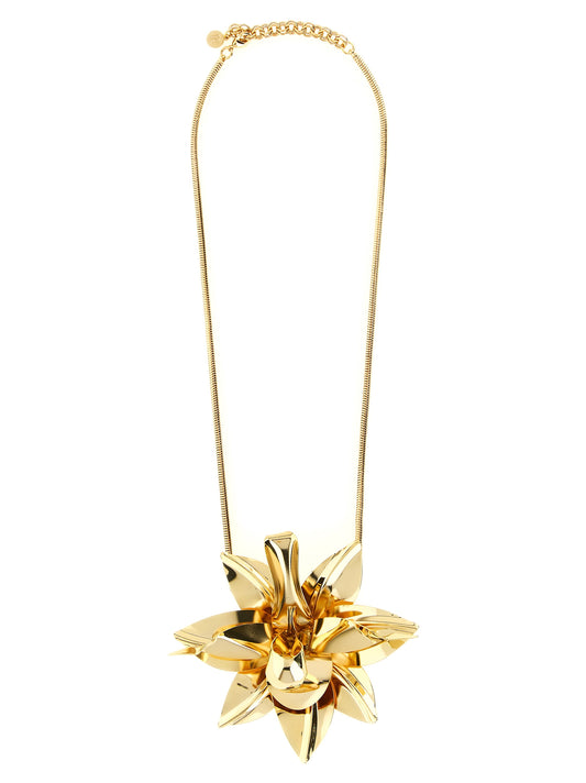 Necklace by Paco Rabanne for women in stretch polyamide gold showcases a luminous pendant statement necklace design that defines the elegant Essence Women's Gold Brass Necklace.