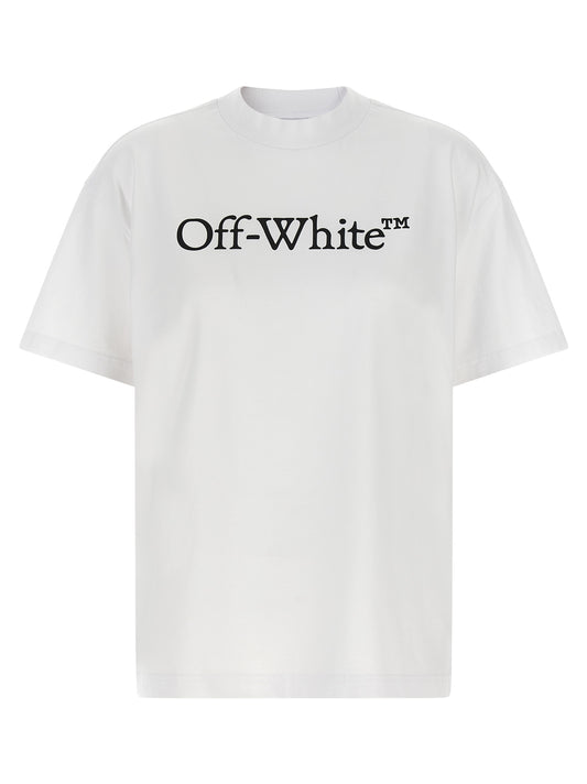 T-Shirt by Off-White for women in cotton black & white showcases a fashionable silhouette, elegantly detailed with a fashionable and crew neckline for a sophisticated, high-fashion look.