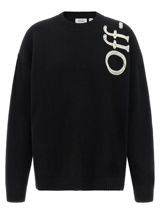 Cardigan by Off-White for women in polyamide wool bicolour, black & white showcases a captivating silhouette, artfully detailed with a captivating and crew neckline for a truly sophisticated captivating look.