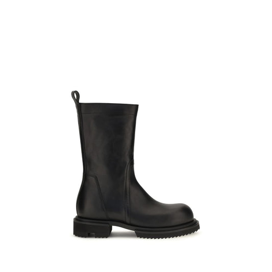 Rick Owens Black Calf Leather Bos Taurus Flat Boots