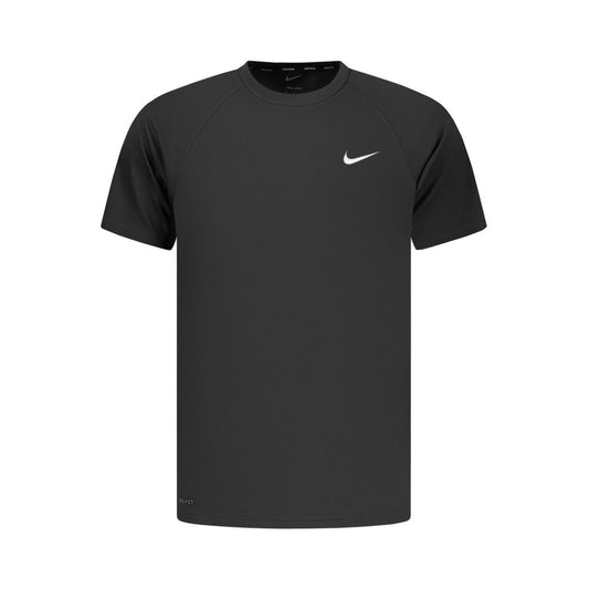 Activewear T-Shirt by Nike for men in polyester black & print features an athletic silhouette with sleeves and a crew neckline neckline, enhanced by high-performance .