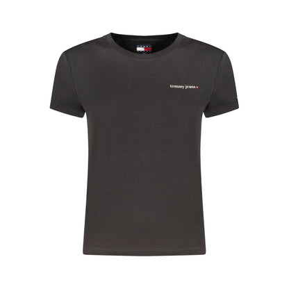 T-Shirt by Tommy Hilfiger for women in cotton black, signature & print features an edgy silhouette, meticulously detailed with a sophisticated and crew neckline for a truly edgy finish.