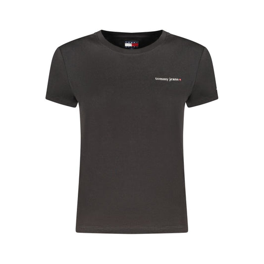 T-Shirt by Tommy Hilfiger for women in cotton black, signature & print features an edgy silhouette, meticulously detailed with a sophisticated and crew neckline for a truly edgy finish.