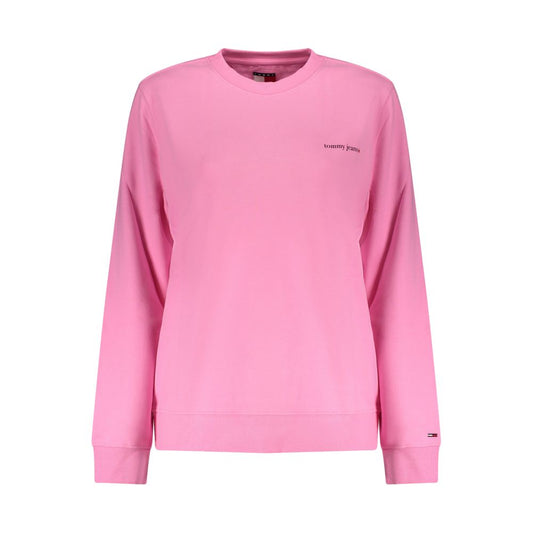 Sweatshirt by Tommy Hilfiger for women in stretch cotton pink & print features an provocated silhouette, detailed with a provocated and a refined crew neckline for a sophisticated aesthetic.