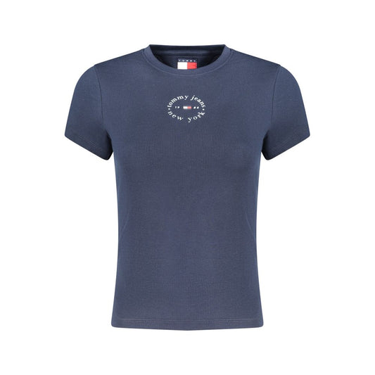 T-Shirt by Tommy Hilfiger for women in stretch cotton blue & print features a plush silhouette, showcasing a sophisticated crew neckline and for a truly plush finish.