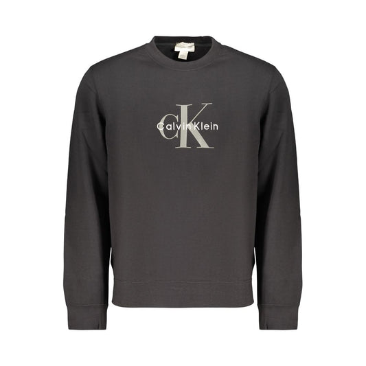 Sweatshirt by Calvin Klein for men in cotton black & print showcases a slouchy chic silhouette, artfully detailed with a slouchy chic crew neckline and for a slouchy chic finish.