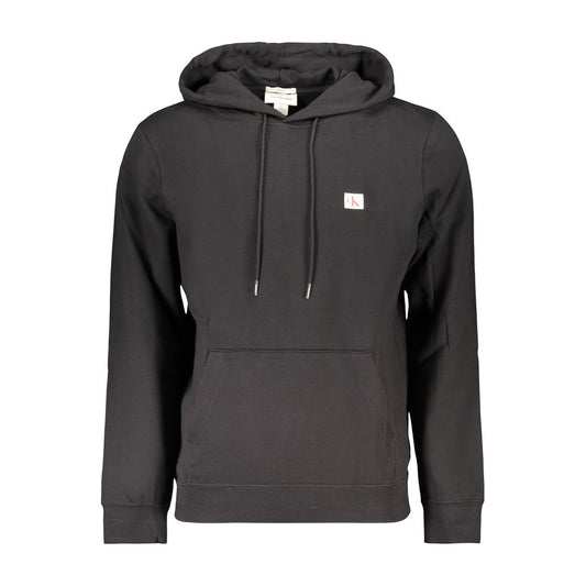 Hooded Sweatshirt Hoodie by Calvin Klein for men in cotton black features an avant-garde silhouette, showcasing a sophisticated hooded neckline and detail for a truly avant-garde finish.