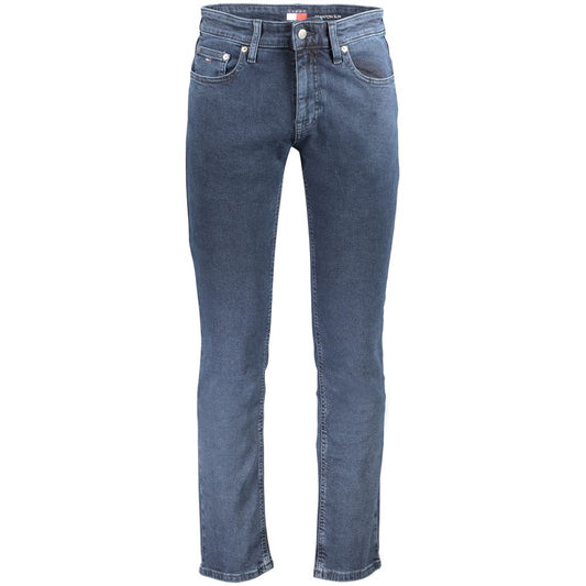 Jeans by Tommy Hilfiger for men in stretch denim cotton blue features a refined silhouette with a refined slim, defined by a and a refined long for a refined finish.