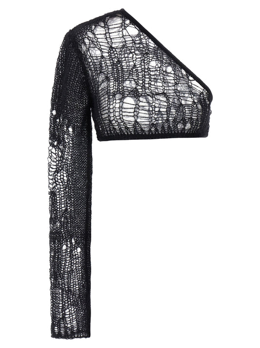 Tank Top by Rick Owens for women in mohair wool & nylon black features an bespeak silhouette, showcasing an bespeak long-sleeve; sleeveless and bespeak for a truly sophisticated look.