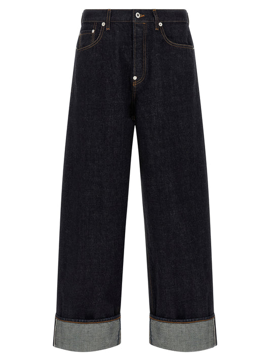 Jeans by Kenzo for men in denim cotton blue presents a refined pantology silhouette, artfully defined by a refined pantology straight-leg & wide, long, and a sophisticated .