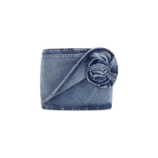 Magda Butrym Blue Cotton Mini Skirt