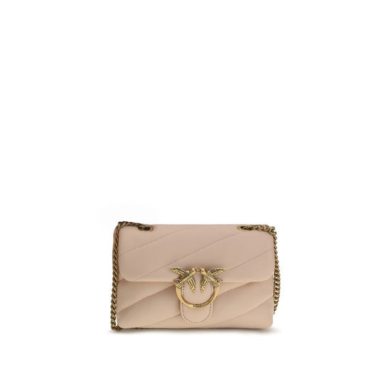 PINKO Love Birds Bos Taurus Calf Leather 2-in-1 Shoulder & Crossbody Quilted Bag - Gold Multicolor Signature Monogram