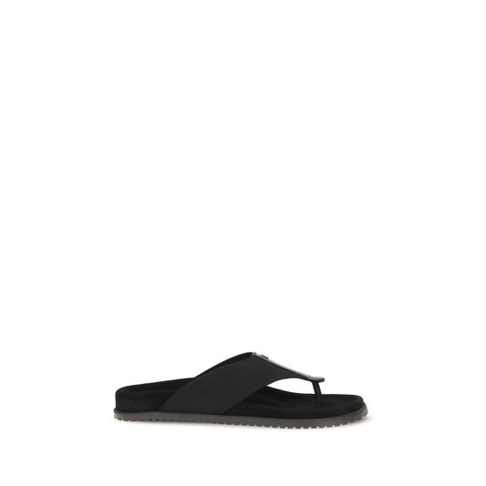 Dolce & Gabbana Black Polyester Flip-Flop Sandals