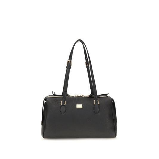 Shoulder Bag by Dolce & Gabbana for women in bos taurus calf leather black & gold showcases a statuesque silhouette, artfully detailed with a secure zipper, organized , and versatile shoulder-strap, adjustable-strap & handle for a statuesque look.