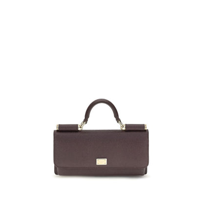Micro Shoulder Flap Bag by Dolce & Gabbana for women in bos taurus calf leather brown & signature features a stately silhouette, showcasing a secure flap, magnetic & button, ample , and stately shoulder-strap & handle for a stately finish.