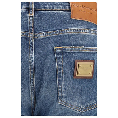 Dolce & Gabbana Blue Cotton Straight-Leg Jeans