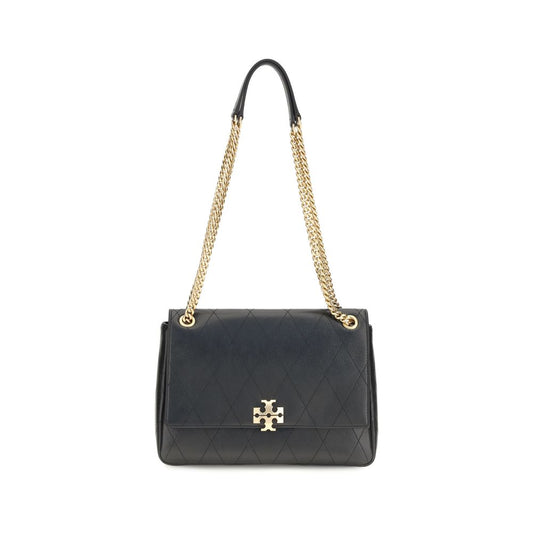 Shoulder Bag by Tory Burch for women in bos taurus calf grained leather black features a stately silhouette, showcasing a secure zipper & magnetic, ample , and stately shoulder-strap for a stately finish.