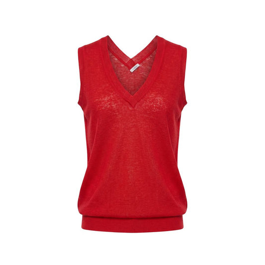 Malo Red Linen Women Tank