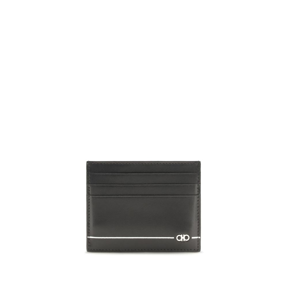 Cardholder Wallet by Ferragamo for men in bos taurus calf leather black showcases a refined silhouette, artfully capturing the essence of the refined Bos Taurus Calf Leather Cardholder Wallet design with functional card-organization compact-design.