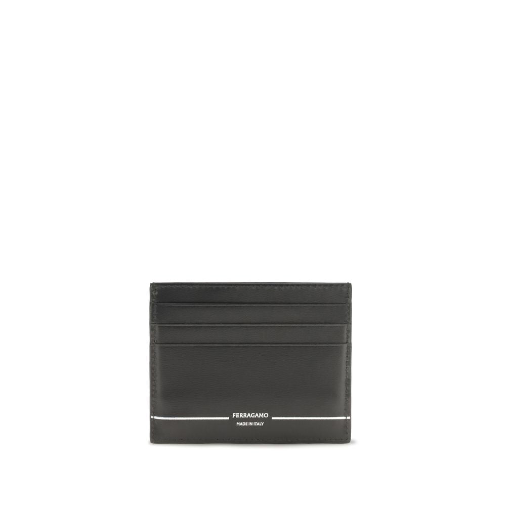 Cardholder Wallet by Ferragamo for men in bos taurus calf leather black showcases a discerning silhouette, artfully capturing the essence of Bos Taurus Calf Leather Cardholder Wallet with its functional card-organization compact-design.