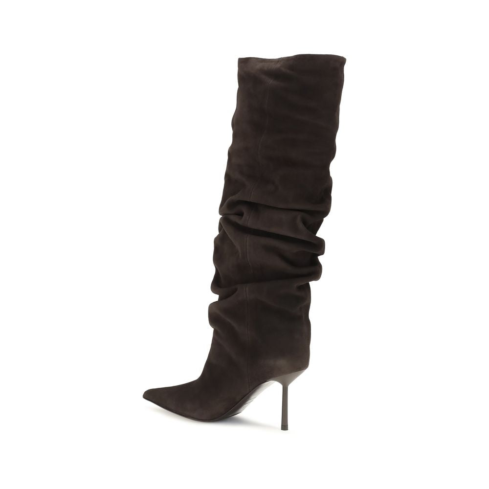 Stiletto Boots by LE SILLA for women in bos taurus calf suede leather brown features an enchanting design from the Women's Bos Taurus Calf Suede Leather Stiletto Boots collection, highlighting a enchanting stiletto and pointed toe style for a refined look.