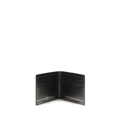 Cardholder Wallet by Ferragamo for men in bos taurus calf leather black, white & striped presents a architectural silhouette from the Bos Taurus Calf Leather Cardholder Wallet collection, showcasing architectural card-organization bifold for a architectural finish.