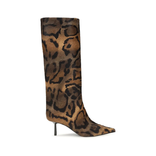 High-Heel Stiletto Boots by LE SILLA for women in calf hair & leather brown & print features an effortless chic silhouette from the Women's Calf Hair & Leather High-Heel Stiletto Boots collection, showcasing a effortless chic stiletto high-heel and refined for an effortless chic look.