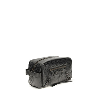 Wallet by Balenciaga for men in leather & brass black & signature showcases a discerning silhouette, artfully capturing the essence of Le City Leather & Brass Wallet with its functional .