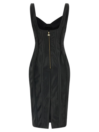 Elisabetta Franchi Black Viscose Midi Dress
