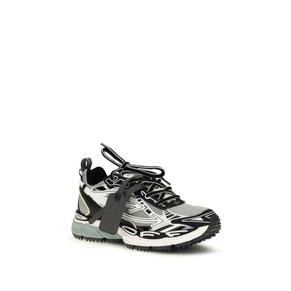 Off-White Gray Polyester Athletic Sneakers