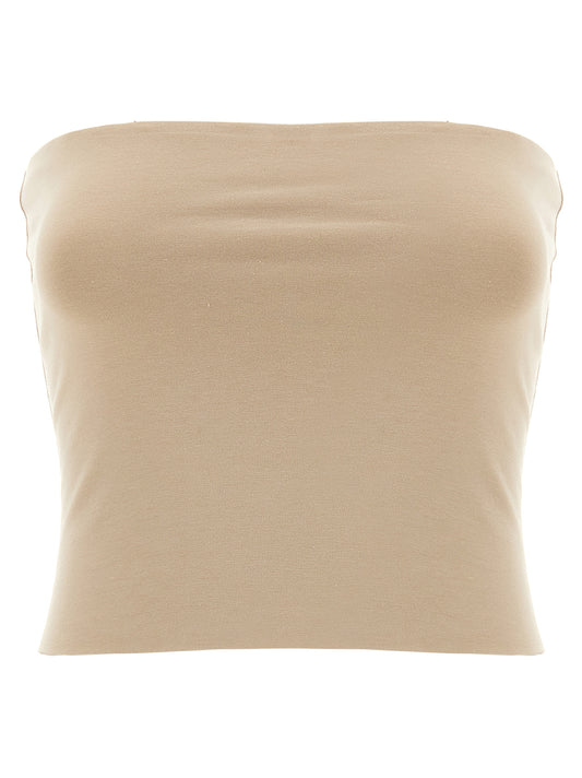 T-Shirt by Brunello Cucinelli for women in stretch cotton beige showcases a chic silhouette, artfully detailed with a chic and sleeveless for a chic finish.