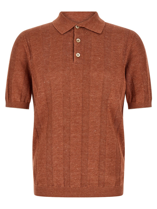 Brunello Cucinelli Orange Linen Polo Shirt
