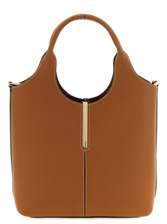 Mni Tote Bag by Tod's for women in calfskin leather brown & gold showcases a statuesque Calfskin Leather Mni Tote Bag design, featuring a secure , ample , and versatile shoulder-strap & handle for a statuesque finish.