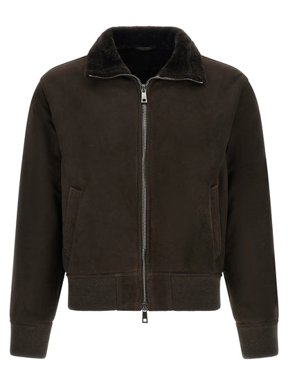 GIORGIO BRATO Brown Lamb Leather Leather Jacket
