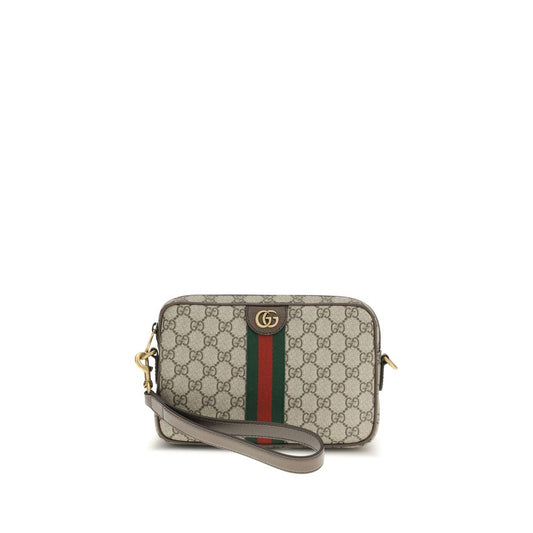 Small Shoulder Clutch Bag by Gucci for men in cotton & leather beige, brown, dark-green, gold, multicolor, signature, monogram & striped features a effortless chic silhouette with a secure , ample , and versatile shoulder-strap, detachable-strap & handle for a effortless chic finish.