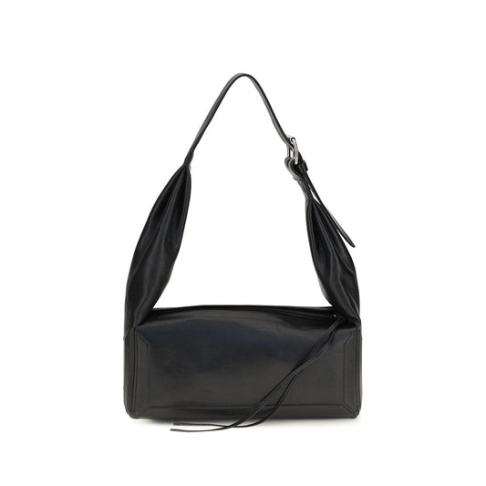 Medium East West Shoulder Bowling Bag by Maison Margiela for women in leather black, white & signature features a effortless sophistication silhouette, secured by a zipper with ample and versatile shoulder-strap for a effortless sophistication finish.