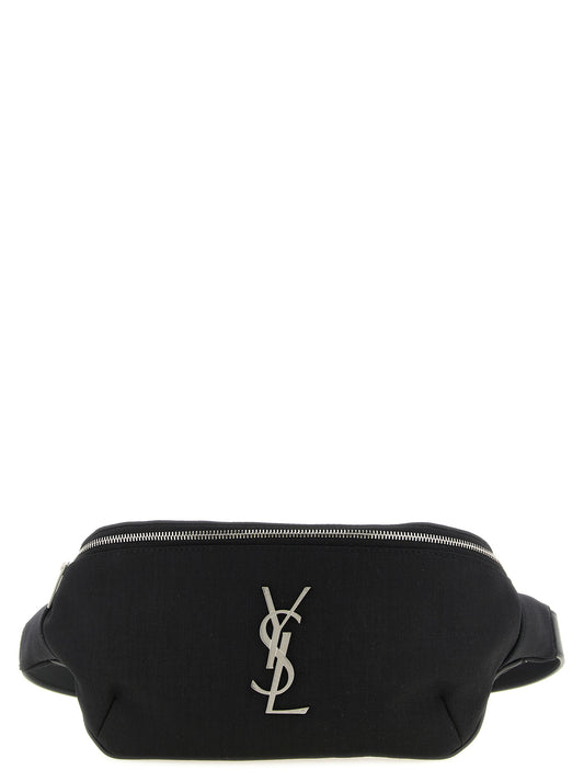 Fanny Pack Messenger Bag by Saint Laurent for men in lamb leather & polyester black, silver & monogram features a statement-making Cassandre Lamb leather & Polyester Fanny Pack Messenger Bag design with a secure buckle, statement-making cardholder, and versatile crossbody-strap, shoulder-strap, adjustable-strap & belt-strap for a sophisticated look.